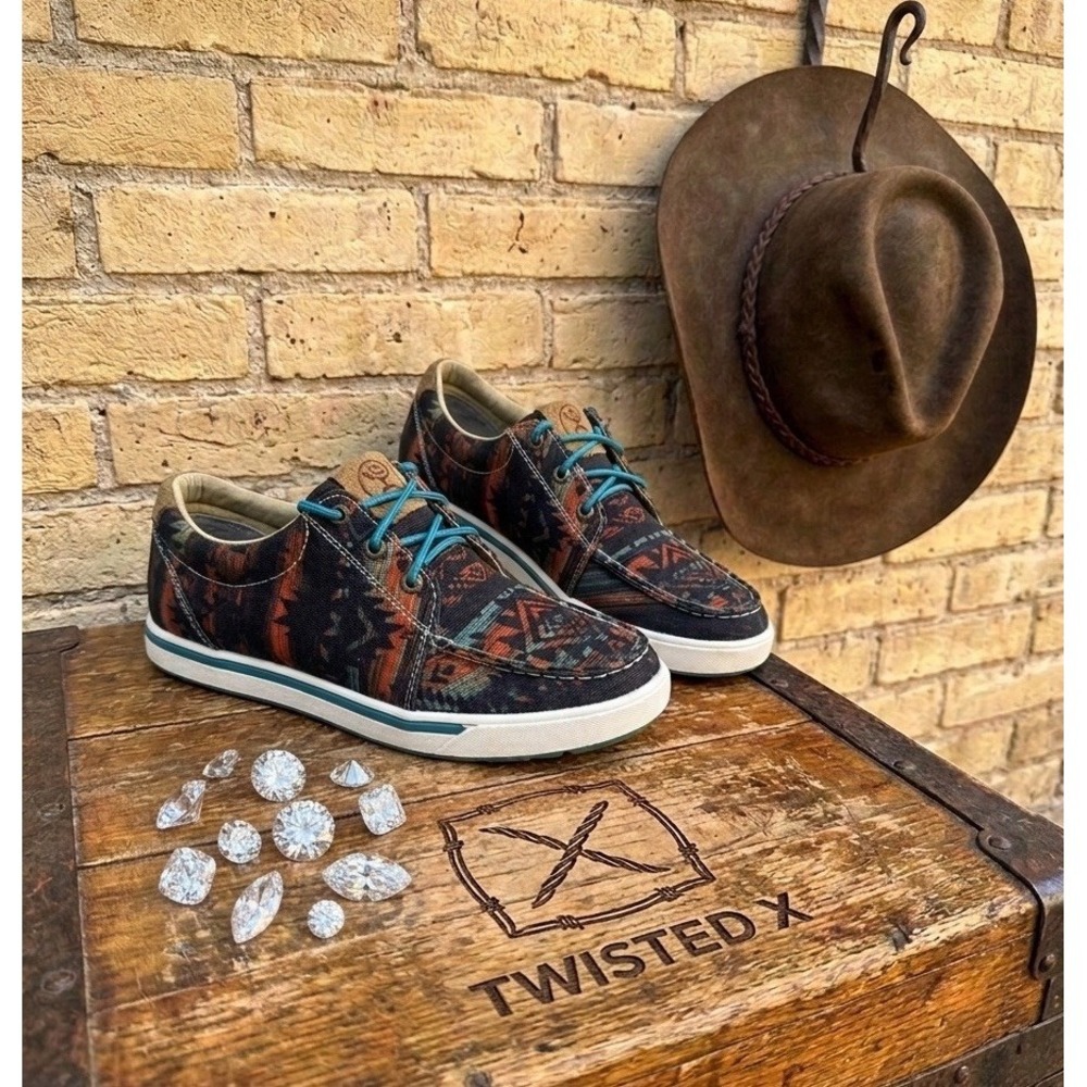 🔥Twisted X 🤎💙🤎Women's Kicks 7.5 Aztec Canvas Sneakers Western Boho Shoes